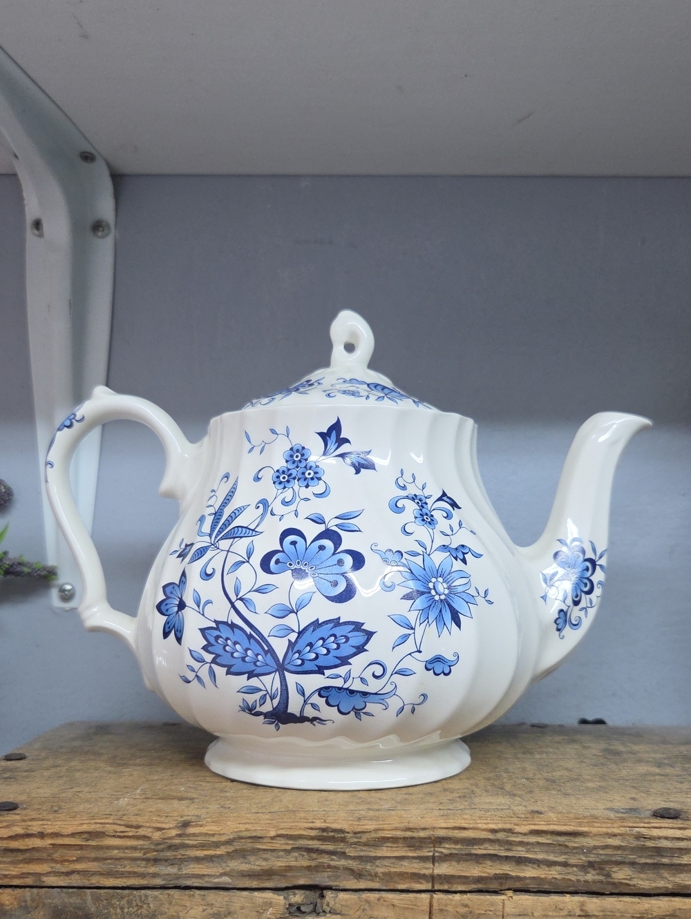 Vintage Sadler Blue And White Tea Pot
